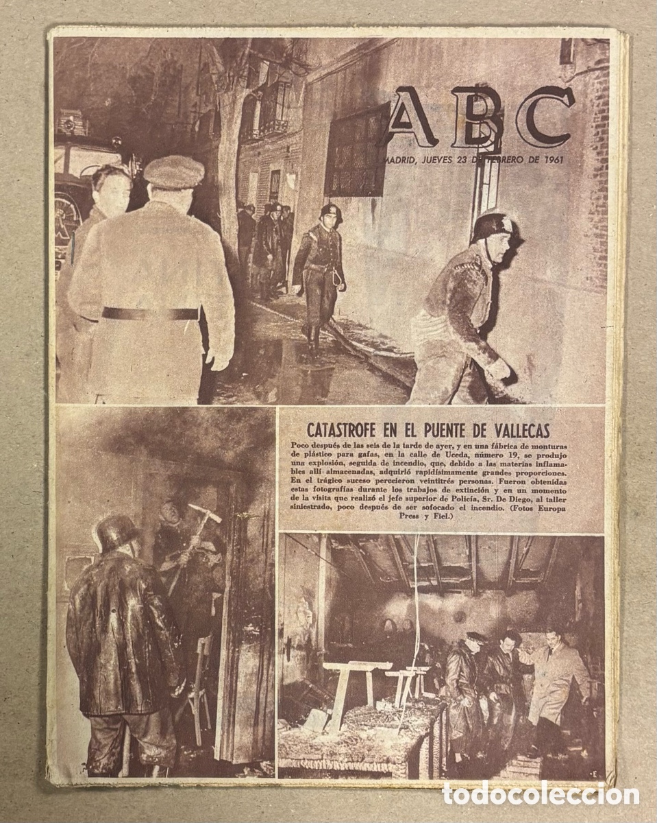Coleccionismo de revistas y peri&oacute;dicos: ABC (23 DE FEBRERO DE 1961). CAT&Aacute;STROFE EN EL PUENTE DE VALLECAS,&hellip;