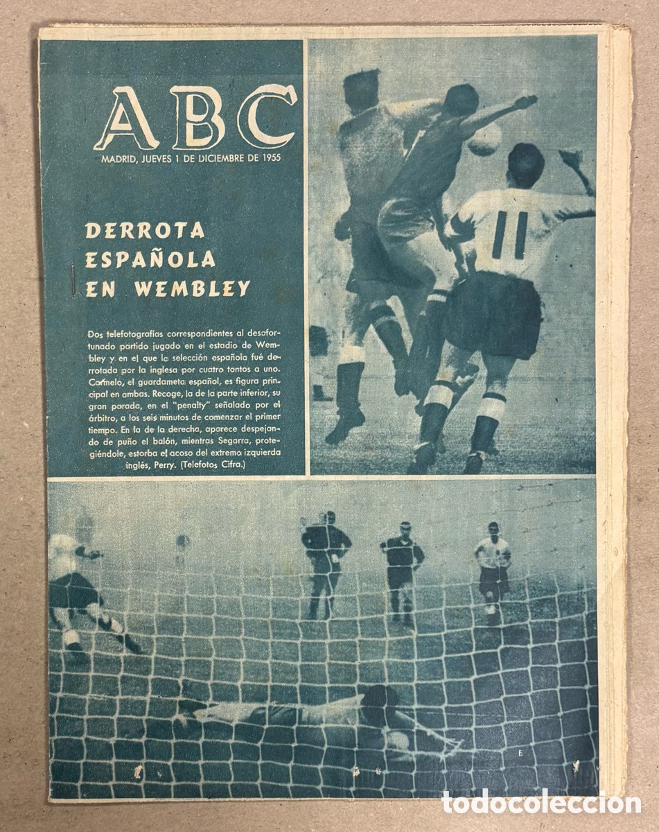 Coleccionismo de revistas y peri&oacute;dicos: ABC (1 DE DICIEMBRE DE 1955). ESPA&Ntilde;A CONTRA INGLATERRA: DERROTA ESPA&Ntilde;OLA EN WELBLEY,&hellip;