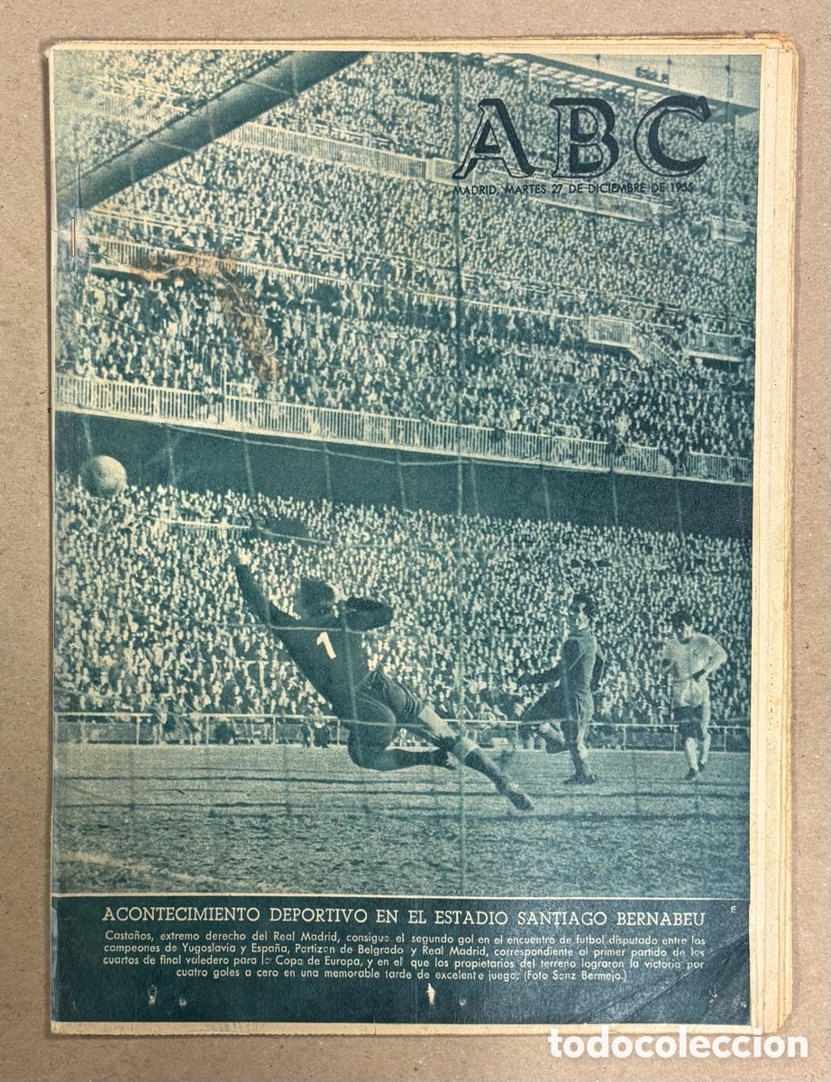 Coleccionismo de revistas y peri&oacute;dicos: ABC (27 DE DICIEMBRE DE 1955). COPA DE EUROPA: REAL MADRID 4-0 FREBTE AL PARTIZAN DE BELGRADO,&hellip;