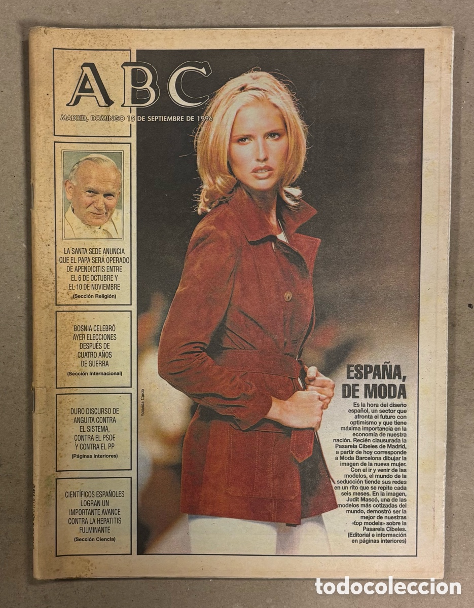 Coleccionismo de revistas y peri&oacute;dicos: ABC (15 DE SEPTIEMBRE DE 1996). ESPA&Ntilde;A DE MODA JUDITH MASC&Oacute;, ANGUITA CONTRA PP Y PSOE,..,