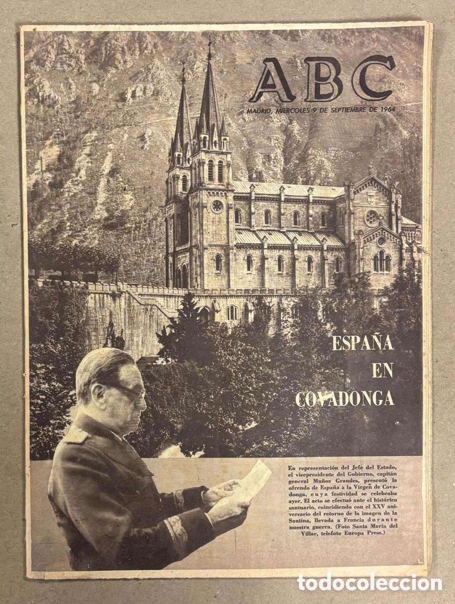 Coleccionismo de revistas y peri&oacute;dicos: ABC (9 DE SEPTIEMBRE DE 1964). ESPA&Ntilde;A EN COVADONGA,&hellip;