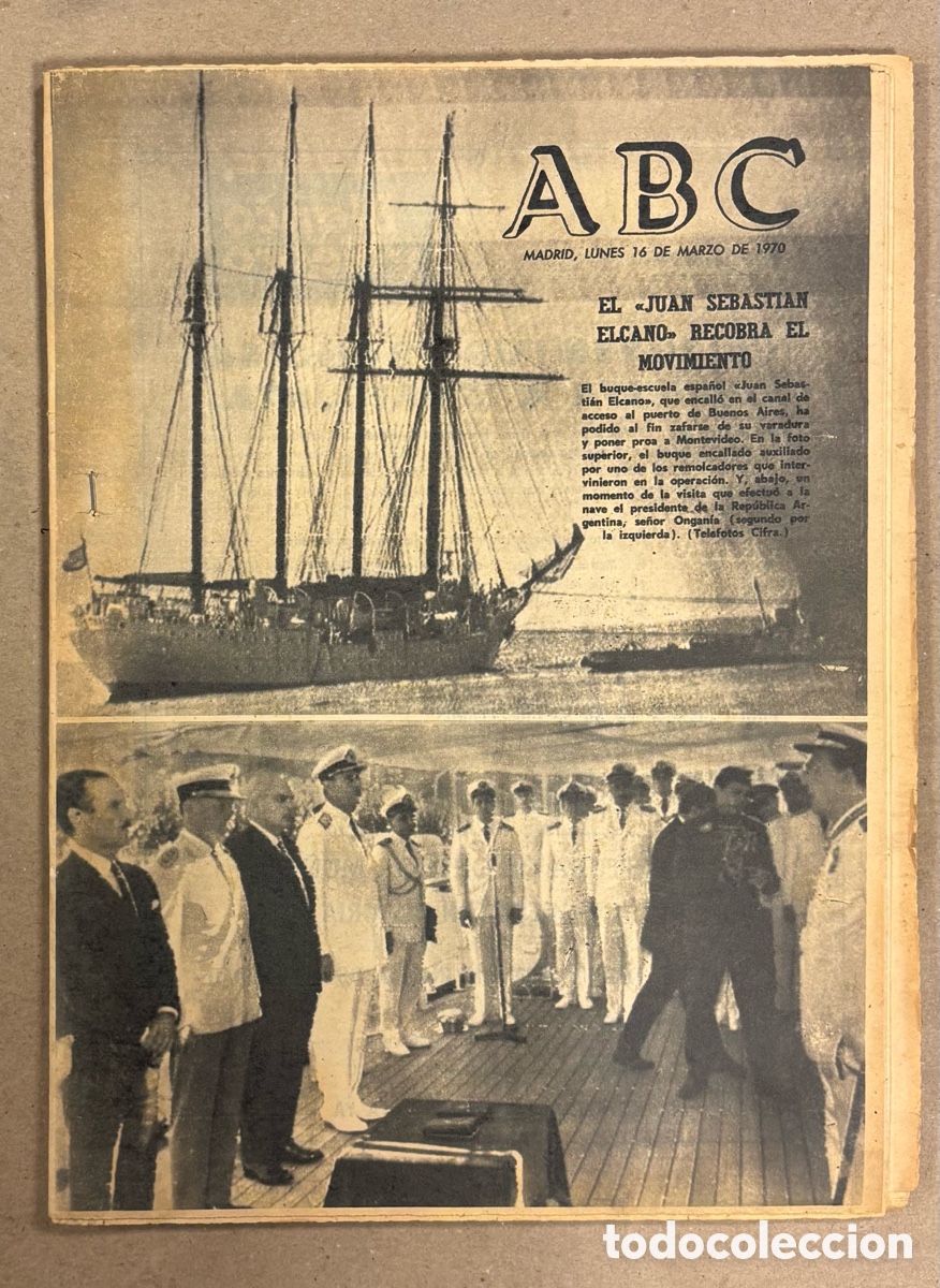 Coleccionismo de revistas y peri&oacute;dicos: ABC (16 DE MARZO DE 1970). EL JUAN SEBASTI&Aacute;N ELCANO RECOBRA EL MOVIMIENTO,&hellip;