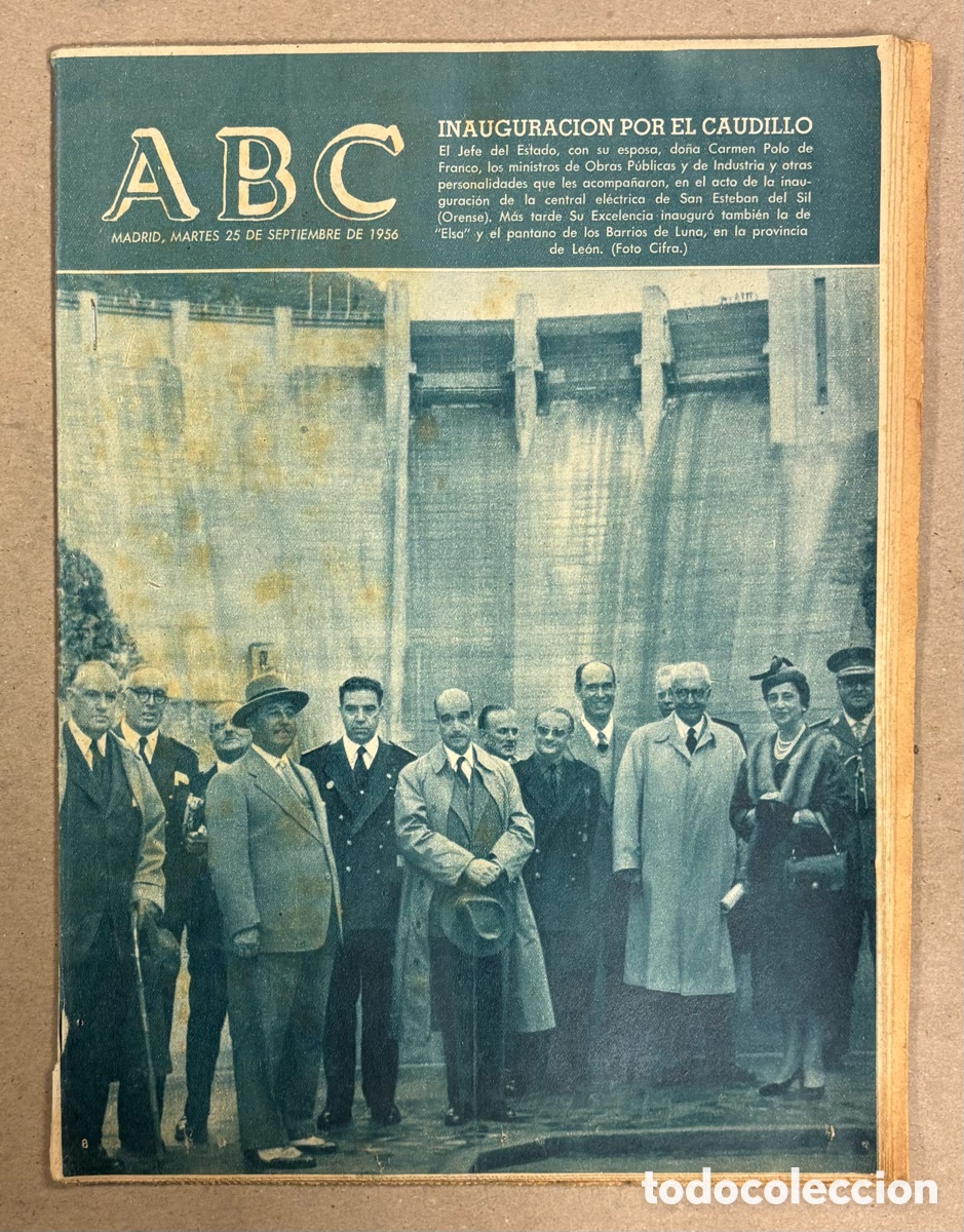 Coleccionismo de revistas y peri&oacute;dicos: ABC (25 DE SEPTIEMBRE DE 1956). INAUGURACI&Oacute;N CENTRAL EL&Eacute;CTRICA SAN ESTEBAN DEL SIL (ORENSE),..