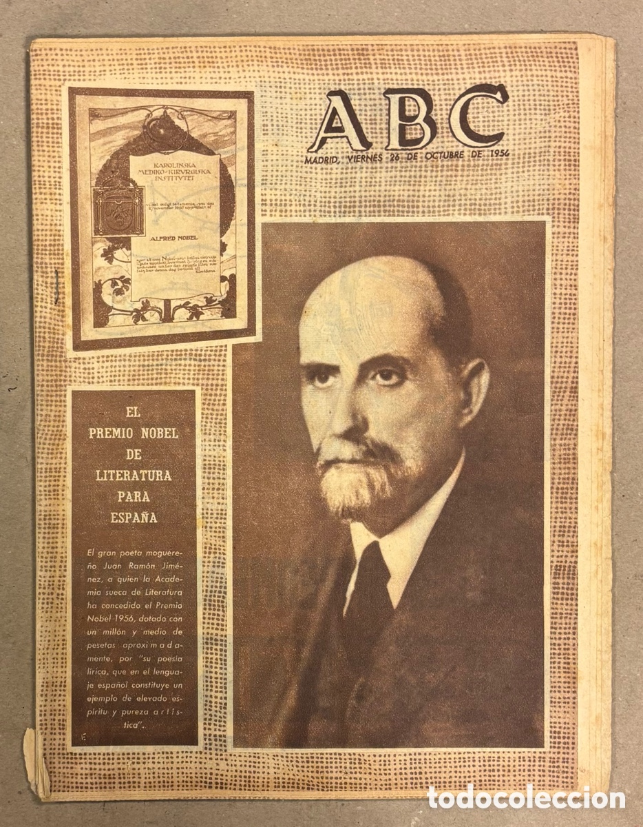 Coleccionismo de revistas y peri&oacute;dicos: ABC (26 DE OCTUBRE DE 1956). JUAN RAM&Oacute;N JIM&Eacute;NEZ PREMIO NOBEL DE LITERATURA,&hellip;