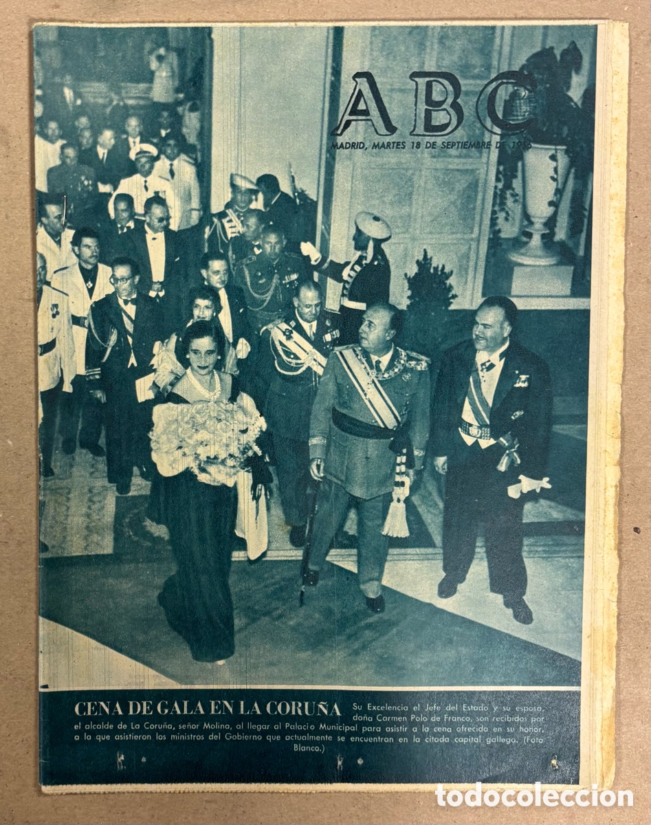 Coleccionismo de revistas y peri&oacute;dicos: ABC (18 DE SEPTIEMBRE DE 1956). CENA DE GALA EN LA CORU&Ntilde;A,..