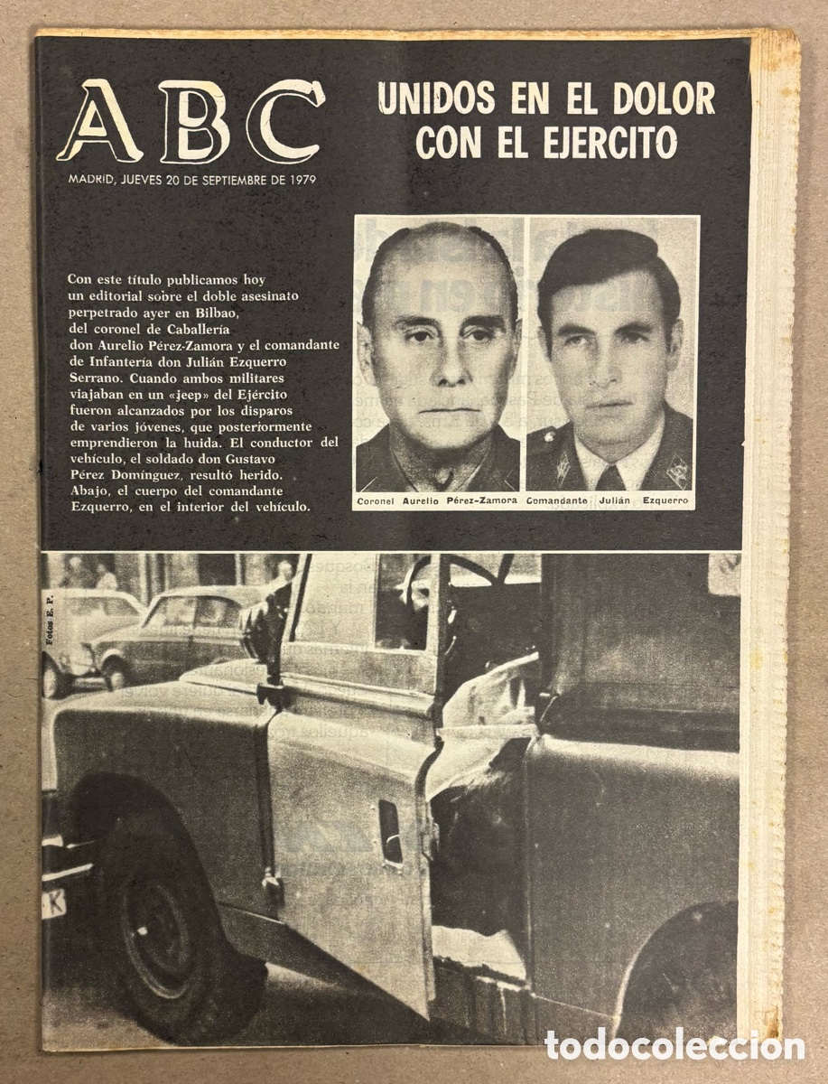 Coleccionismo de revistas y peri&oacute;dicos: ABC (20 DE SEPTIEMBRE DE 1979). ATENTADO ETA: UNIDOS EN EL DOLOR CON EL EJ&Eacute;RCITO,&hellip;