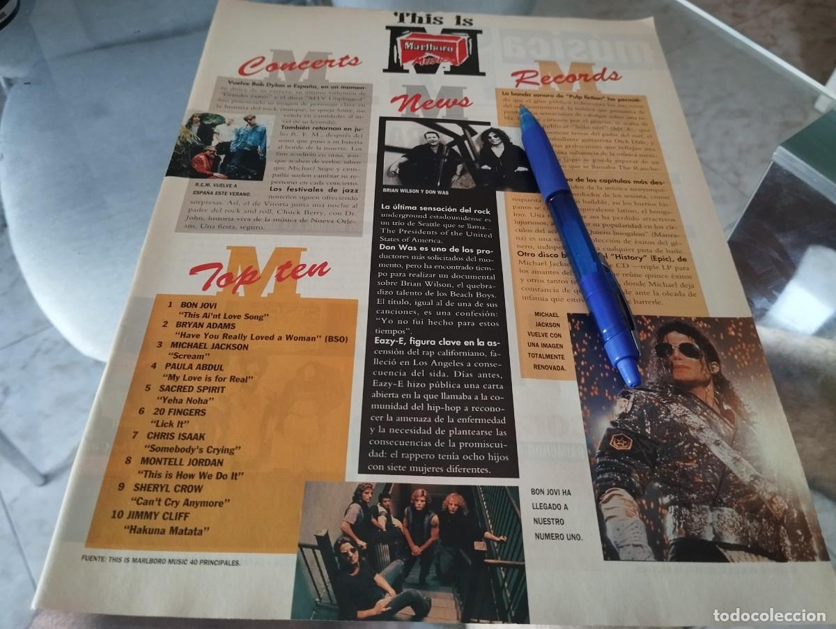 Coleccionismo de revistas y peri&oacute;dicos: BON JOVI, MICHAEL JACKSON, R.E.M., BRIAN WILSON Y DON WAS CLIPPING RECORTE REVISTA 1995