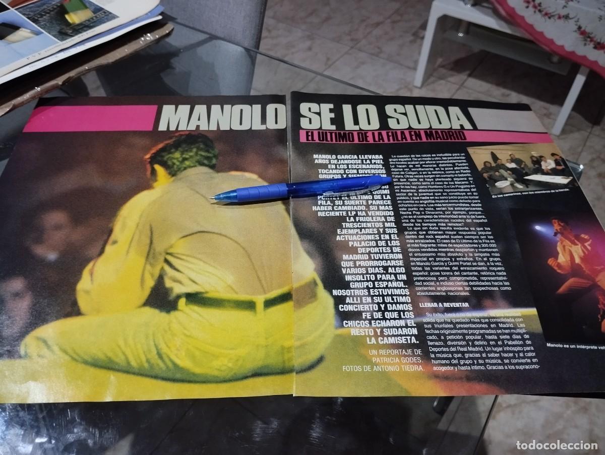 Coleccionismo de revistas y peri&oacute;dicos: MANOLO GARCIA GRUPO EL ULTIMO DE LA FILA RECORTE REVISTA 6 P&Aacute;GINAS Y ANUNCIO RENAULT TRIANA 1989