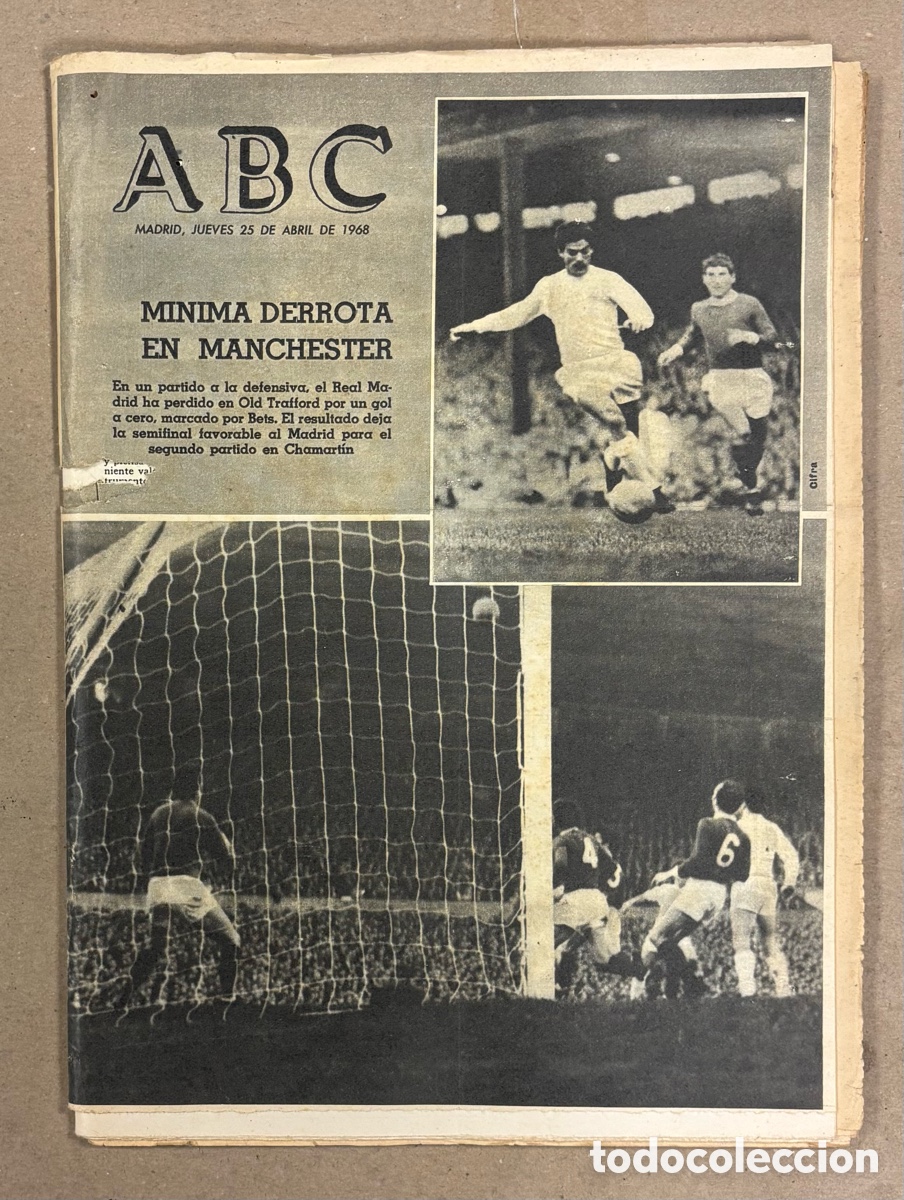 Coleccionismo de revistas y peri&oacute;dicos: ABC (25 DE ABRIL DE 1968). COPA DE EUROPA: MANCHESTER UNITED - REAL MADRID EN OLD TRAFFORD