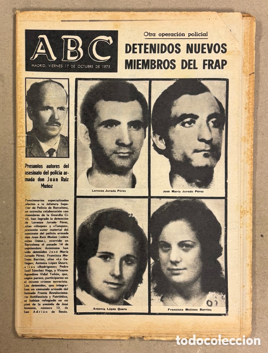 Coleccionismo de revistas y peri&oacute;dicos: ABC (17 DE OCTUBRE DE 1975). DETENIDOS NUEVOS MIEMBROS DEL FRAP,&hellip;