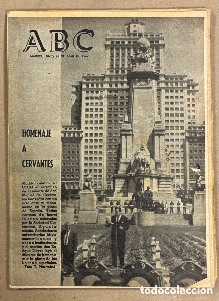 Coleccionismo de revistas y peri&oacute;dicos: ABC (24 DE ABRIL DE 1967). HOMENAJE A CERVANTES,&hellip;