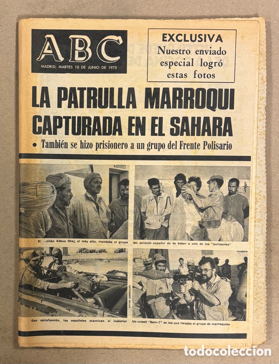 Coleccionismo de revistas y peri&oacute;dicos: ABC (10 DE JUNIO DE 1975). LA PATRULLA MARROQU&Iacute; CAPTURADA EN EL S&Aacute;HARA,&hellip;