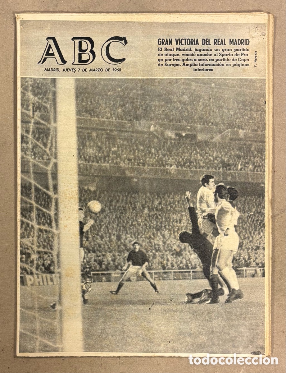 Coleccionismo de revistas y peri&oacute;dicos: ABC (7 DE MARZO DE 1968). COPA DE EUROPA: GRAN VICTORIA DEL REAL MADRID CONTRA SPARTA DE PRAGA