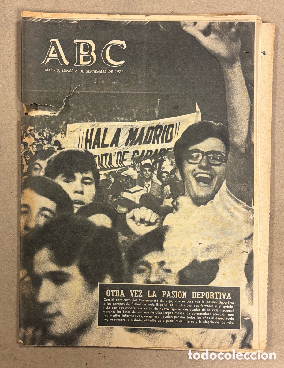 Coleccionismo de revistas y peri&oacute;dicos: ABC (6 DE SEPTIEMBRE DE 1971). COMIENZA LA LIGA: OTRA VEZ LA PASI&Oacute;N DEPORTIVA,&hellip;