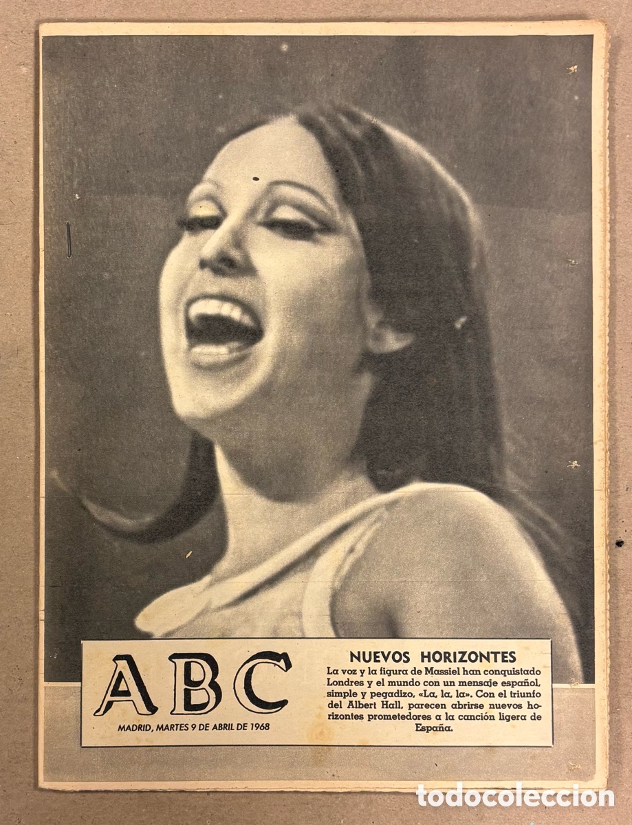Coleccionismo de revistas y peri&oacute;dicos: ABC (9 DE ABRIL DE 1968). MASSIEL GANADORA DE EUROVISION,&hellip;