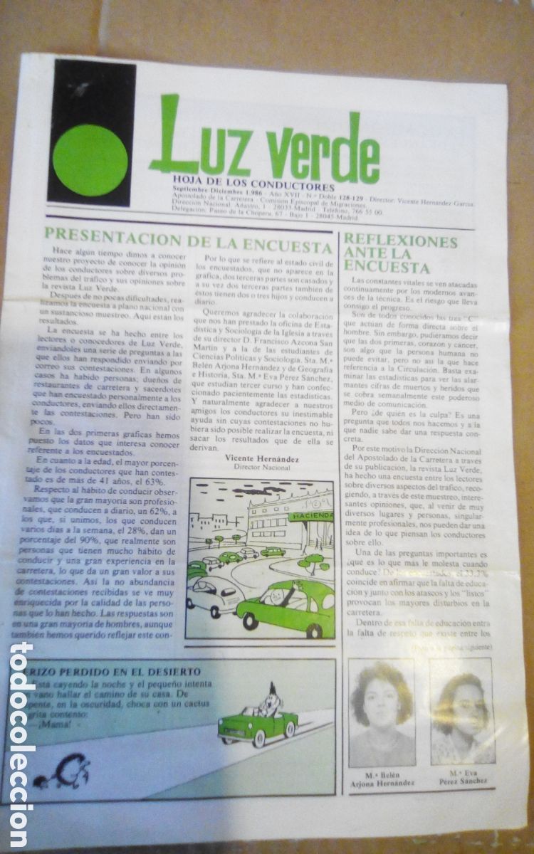 Coleccionismo de revistas y peri&oacute;dicos: Luz Verde. Hoja de los conductores. N&uacute;mero doble, 128 y 129. Septiembre - Diciembre 1986.