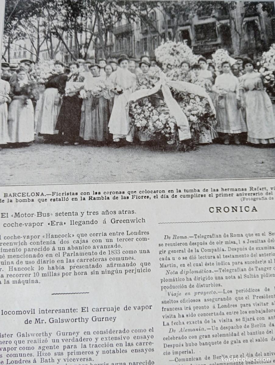 Coleccionismo de revistas y peri&oacute;dicos: REVISTA A&Ntilde;O 1906 POETA PEDRO J. DE CASTRO DE TALAVERA DE LA REINA BOMBA EN LA RAMBLA DE LAS FLORES