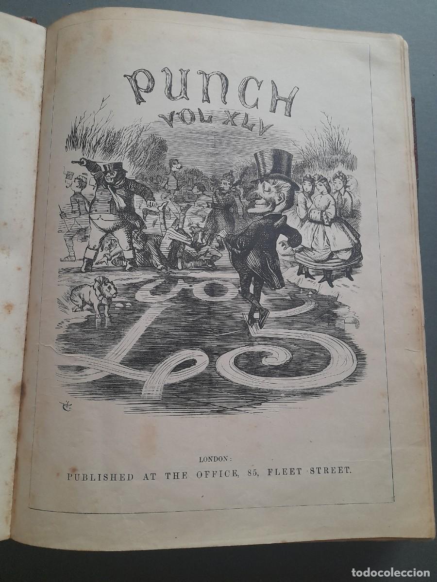 Coleccionismo de revistas y peri&oacute;dicos: Revista brit&aacute;nica punch, vol 45-48, 1863- 1865, lomo de cuero