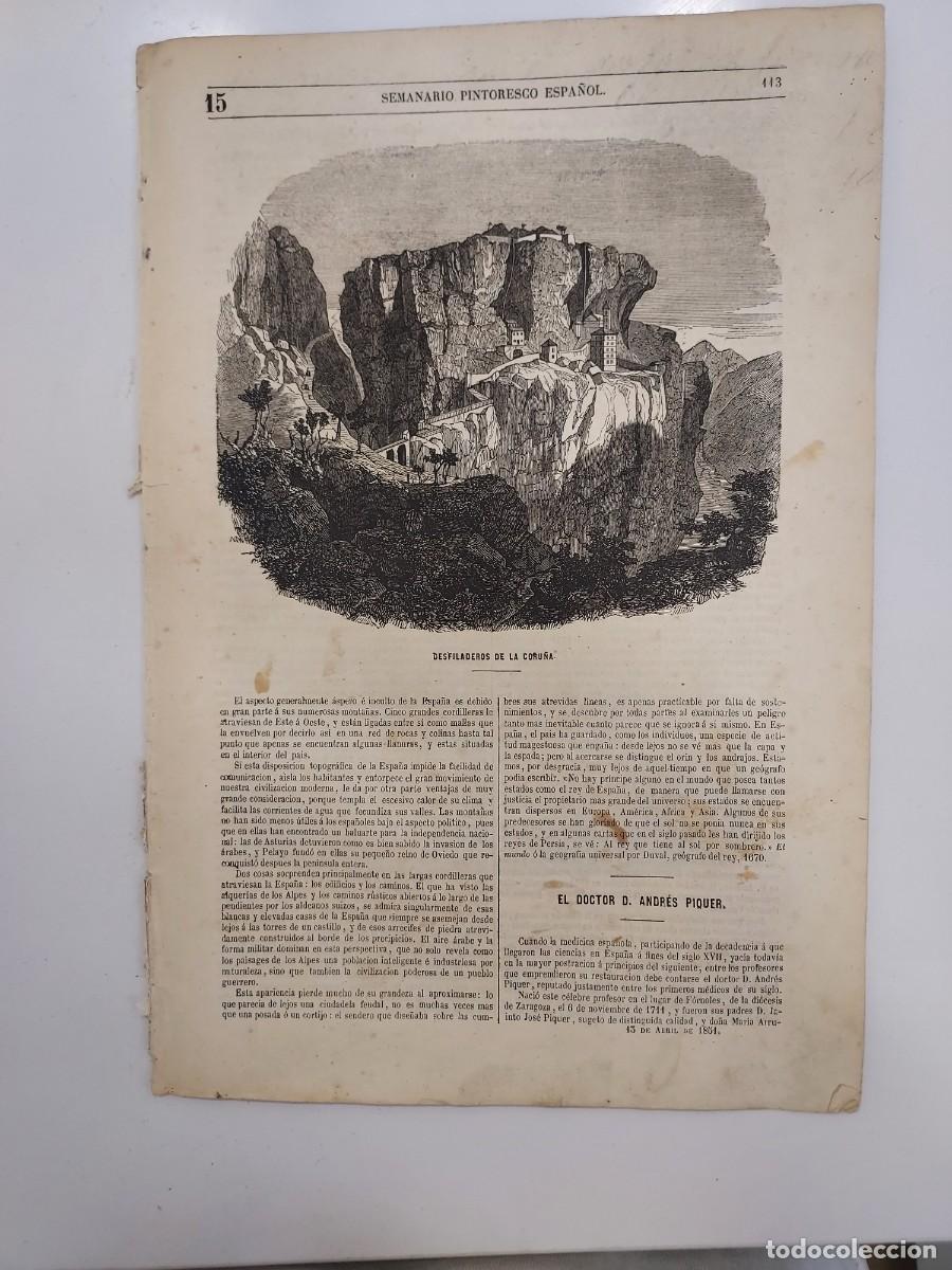 Coleccionismo de revistas y peri&oacute;dicos: SEMANARIO PINTORESCO ESPA&Ntilde;OL 1851 15. LA CORU&Ntilde;A ANDRES PIQUER TERUEL CAROLINA CORONADO SEMANA SANTA