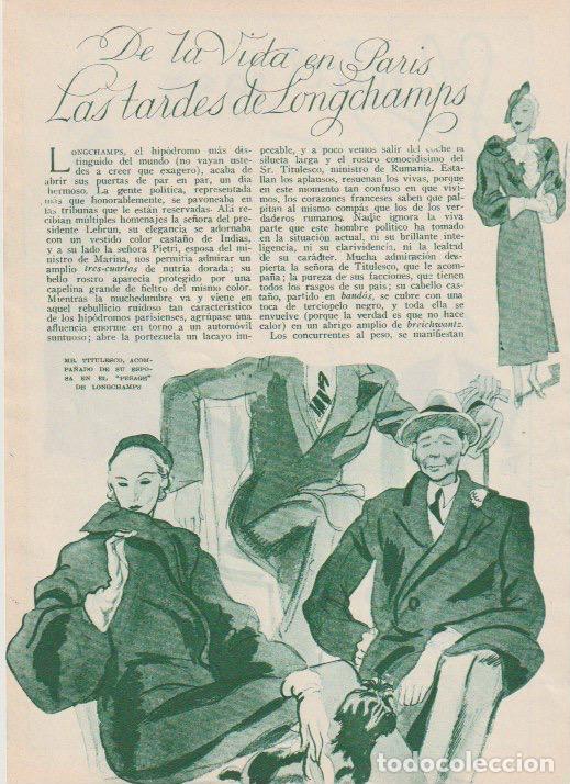 Coleccionismo de revistas y peri&oacute;dicos: * MODA FEMENINA * De la vida en Par&iacute;s. Las tardes de Longchamps - 1935
