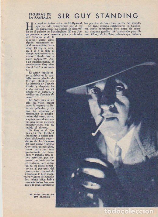 Coleccionismo de revistas y peri&oacute;dicos: * CINE * Sir Guy Standing / Eddie Marshall; Desfile de pel&iacute;culas - 1935