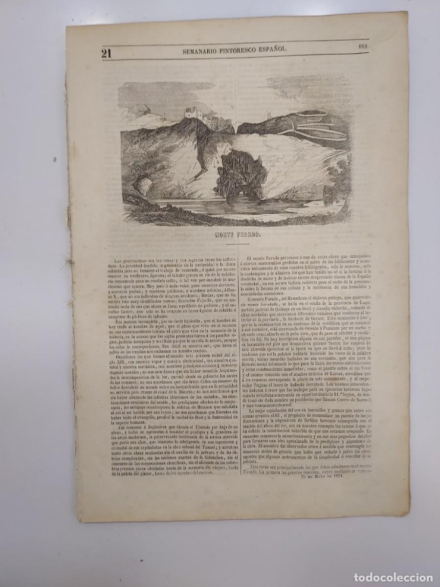 Coleccionismo de revistas y peri&oacute;dicos: SEMANARIO PINTORESCO ESPA&Ntilde;OL 1851 21. MONTE FURADO (QUIROGA LUGO) J. RUA FIGUEROA. GABRIEL ESTRELLA