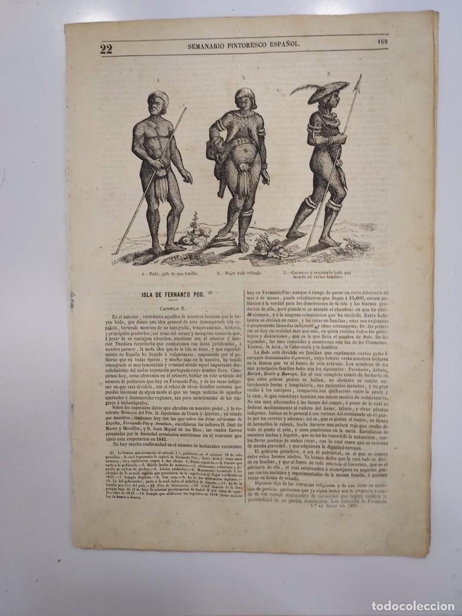 Coleccionismo de revistas y peri&oacute;dicos: SEMANARIO PINTORESCO ESPA&Ntilde;OL 1851 22. FERNANDO POO (BUBIS). EL PRADO SOCIEDAD MADRID 1825 C PARLANTE