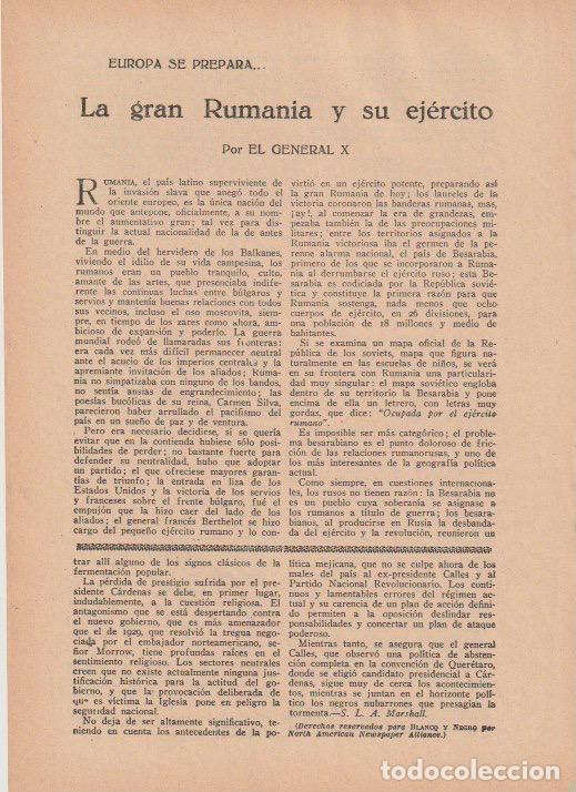 Coleccionismo de revistas y peri&oacute;dicos: La gran Ruman&iacute;a y su Ej&eacute;rcito / General X - 1935