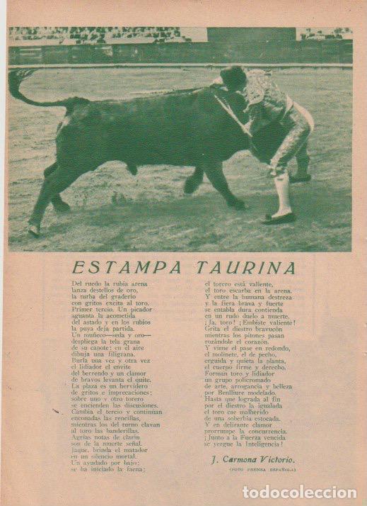 Coleccionismo de revistas y peri&oacute;dicos: Estampa taurina / versos de J. Carmona Victorio - 1935