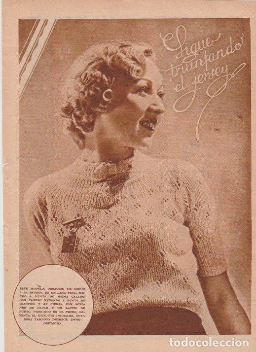 Coleccionismo de revistas y peri&oacute;dicos: * MODA FEMENINA * El jersey, modelo Henri de la Peusee - 1935