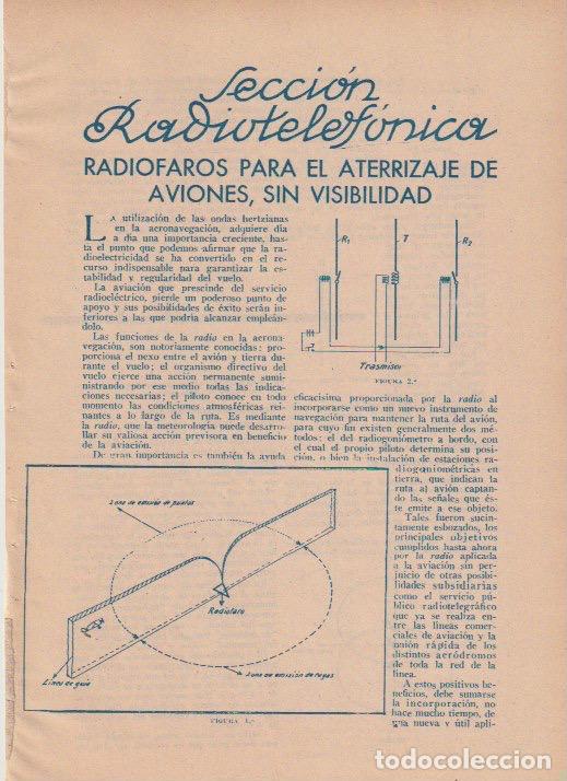 Coleccionismo de revistas y peri&oacute;dicos: * RADIO * Radiofaros para el aterrizaje de aviones sin visibilidad; el dinatron oscilador - 1935