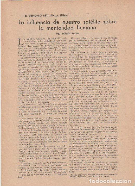 Coleccionismo de revistas y peri&oacute;dicos: * LUNA * La influencia de nuestro sat&eacute;lite sobre la mentalidad humana / Mens Sana - 1935