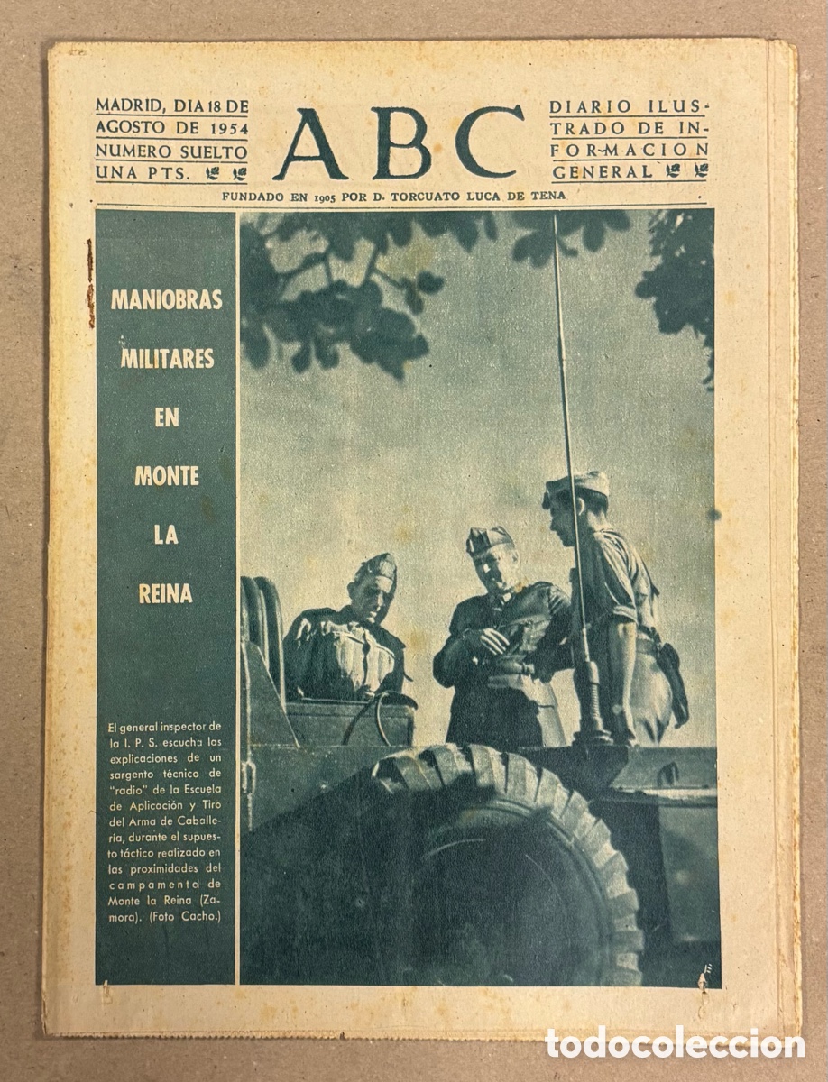 Coleccionismo de revistas y peri&oacute;dicos: ABC (18 DE AGOSTO DE 1954). MANIOBRAS MILITARES EN MONTE DE LA REINA (ZAMORA),&hellip;