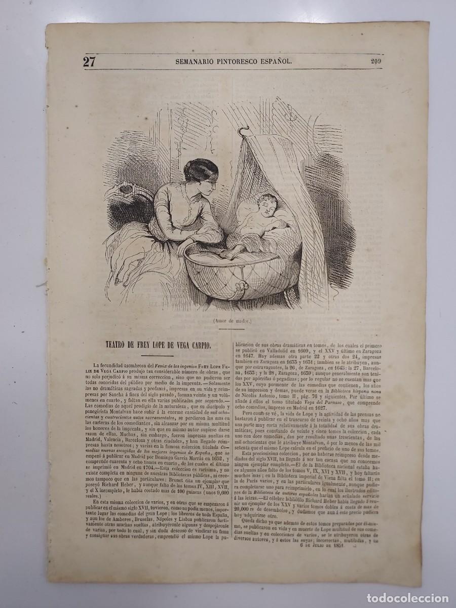 Coleccionismo de revistas y peri&oacute;dicos: SEMANARIO PINTORESCO ESPA&Ntilde;OL 1851 27. GRABADOS ORQUESTA MUSICA, TOLEDO. CAROLINA CORONADO FERNAN CAB