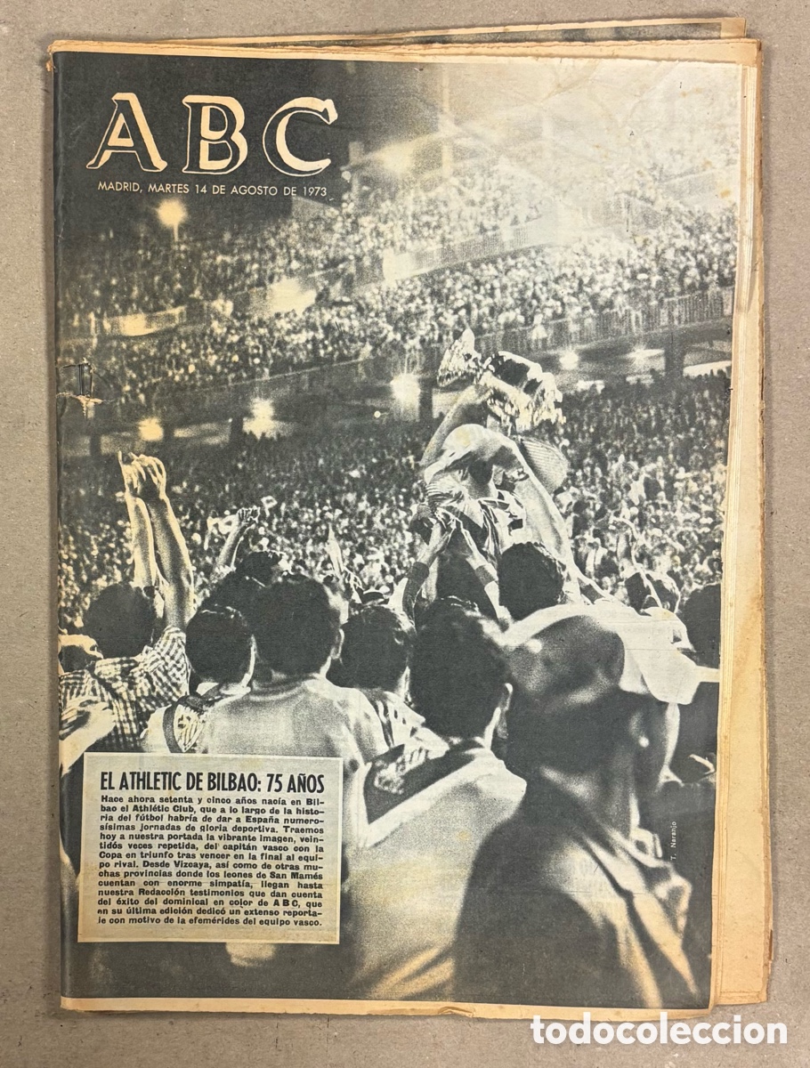 Coleccionismo de revistas y peri&oacute;dicos: ABC (14 DE AGOSTO DE 1973). EL ATHLETIC CLUB DE BILBAO: 75 A&Ntilde;OS,&hellip;