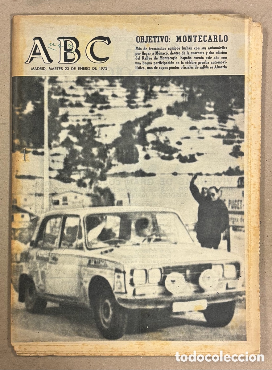 Coleccionismo de revistas y peri&oacute;dicos: ABC (23 DE ENERO DE 1973). OBJETIVO: RALLYE DE MONTECARLO (ALMERIA),&hellip;