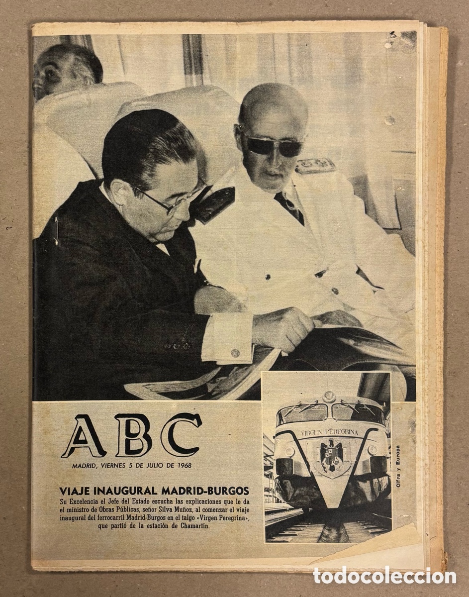 Coleccionismo de revistas y peri&oacute;dicos: ABC (5 DE JULIO DE 1968). FRANCO EN EL VIAJE INAUGURAL DEL FERROCARRIL MADRID - BURGOS,&hellip;