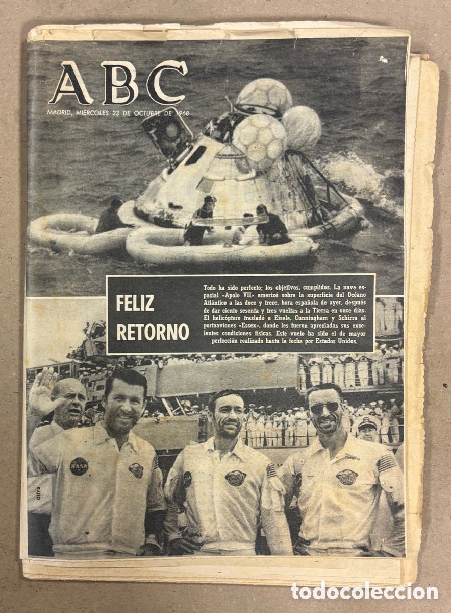 Coleccionismo de revistas y peri&oacute;dicos: ABC (23 DE OCTUBRE DE 1968). FELIZ RETORNO ASTRONAUTAS APOLLO VII,&hellip;