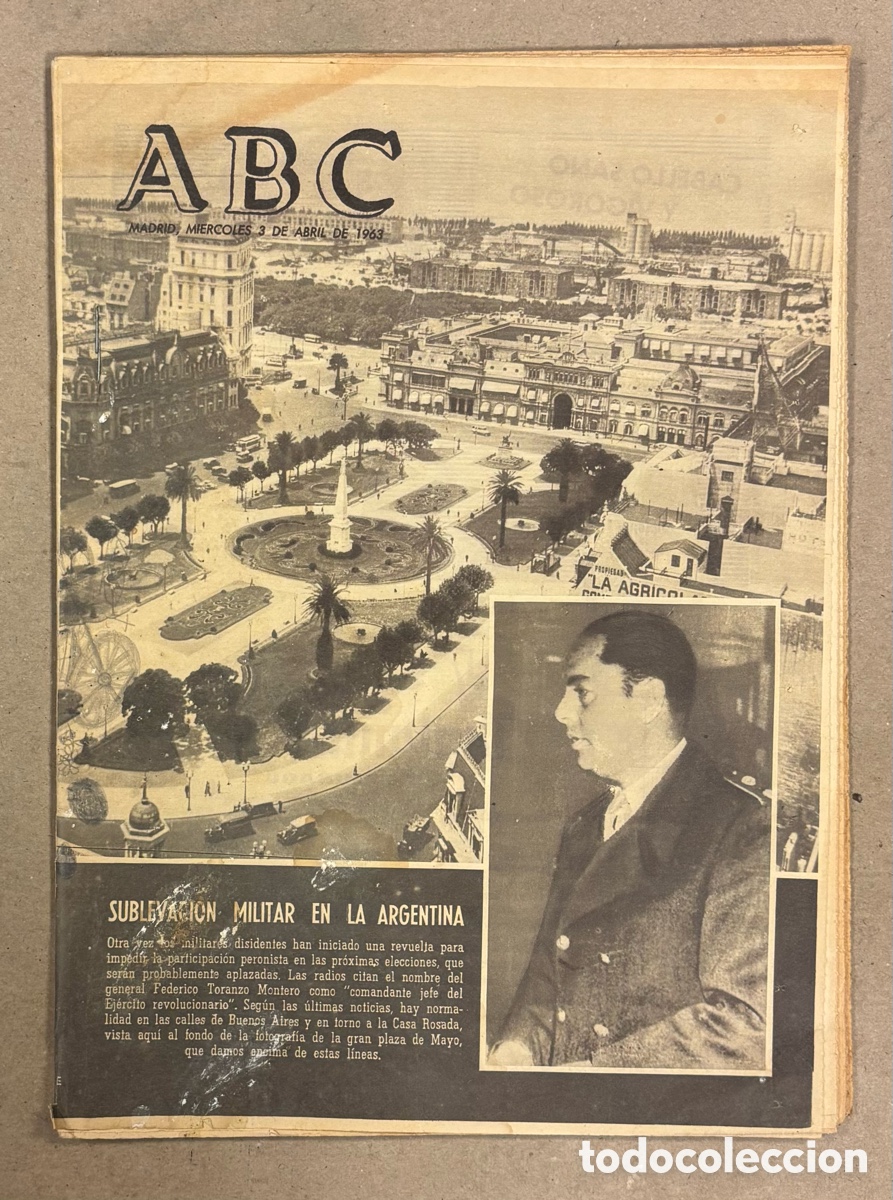 Coleccionismo de revistas y peri&oacute;dicos: ABC (3 DE ABRIL DE 1963). SUBLEVACI&Oacute;N MILITAR EN LA ARGENTINA,&hellip;