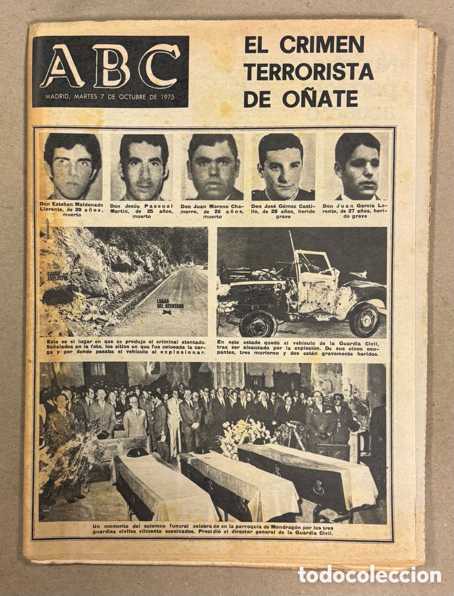 Coleccionismo de revistas y peri&oacute;dicos: ABC (7 DE OCTUBRE DE 1975). EL CRIMEN TERRORISTA DE O&Ntilde;ATE,&hellip;