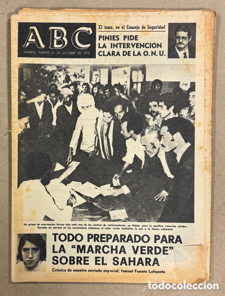 Coleccionismo de revistas y peri&oacute;dicos: ABC (21 DE OCTUBRE DE 1975). TODO PREPARADO PARA LA MARCHA VERDE SOBRE EL S&Aacute;HARA,&hellip;