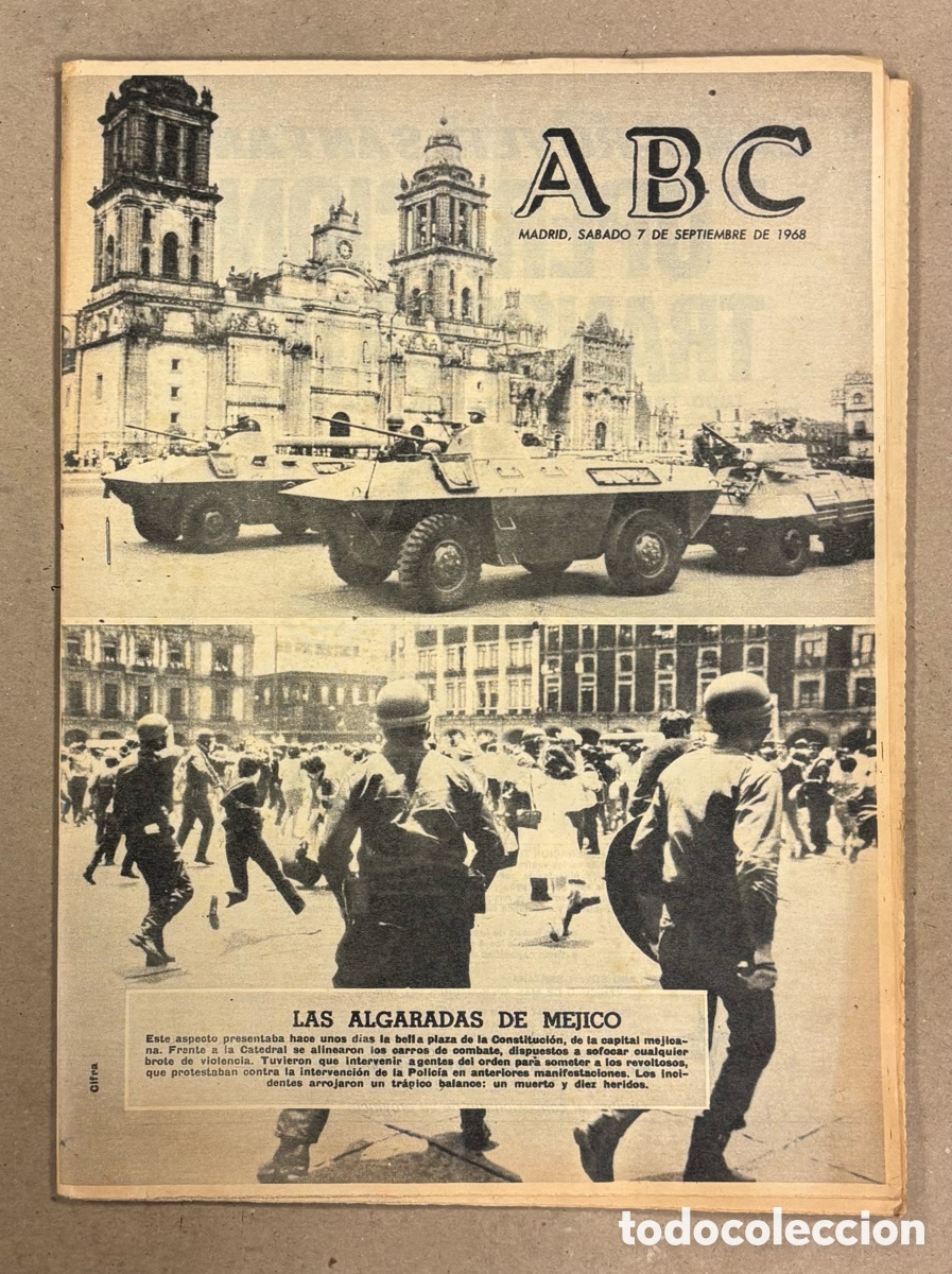 Coleccionismo de revistas y peri&oacute;dicos: ABC (7 DE SEPTIEMBRE DE 1968). LAS ALGARADAS EN M&Eacute;XICO,&hellip;