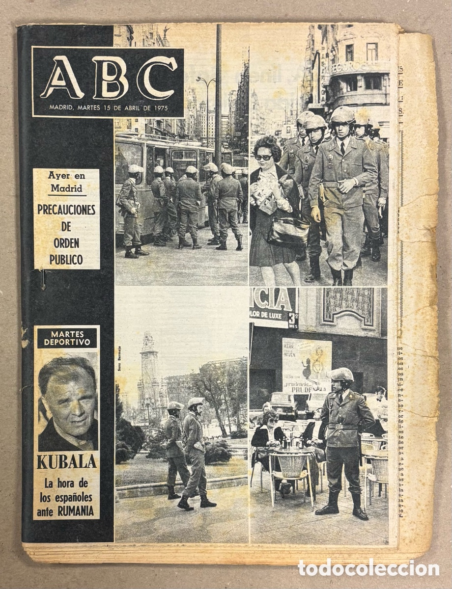 Coleccionismo de revistas y peri&oacute;dicos: ABC (15 ABRIL 1975). KUBALA: ESPA&Ntilde;A Vs RUMAN&Iacute;A, PRECAUCIONES ORDEN P&Uacute;BLICO EN MADRID,&hellip;