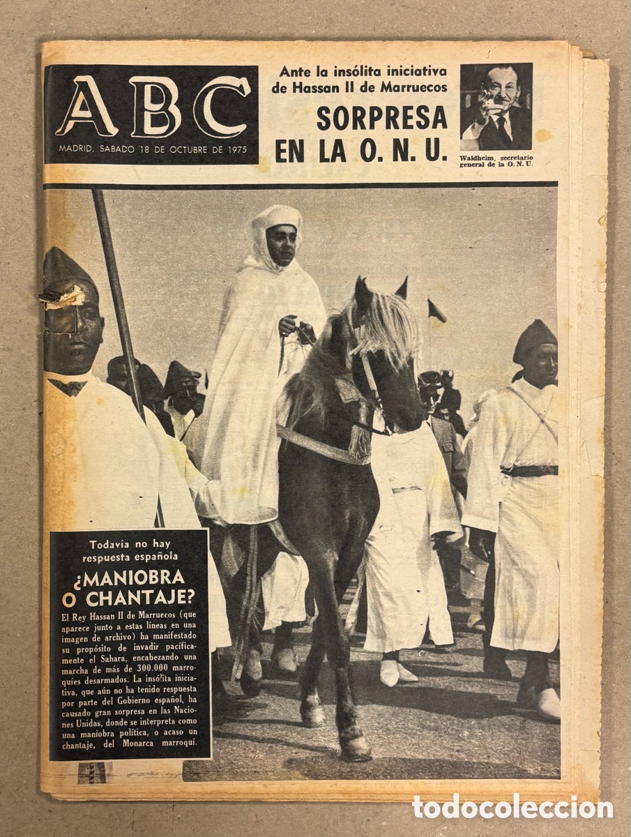 Coleccionismo de revistas y peri&oacute;dicos: ABC (18 DE OCTUBRE DE 1975). MARCHA VERDE &iquest;MANIOBRA O CHANTAJE?,&hellip;