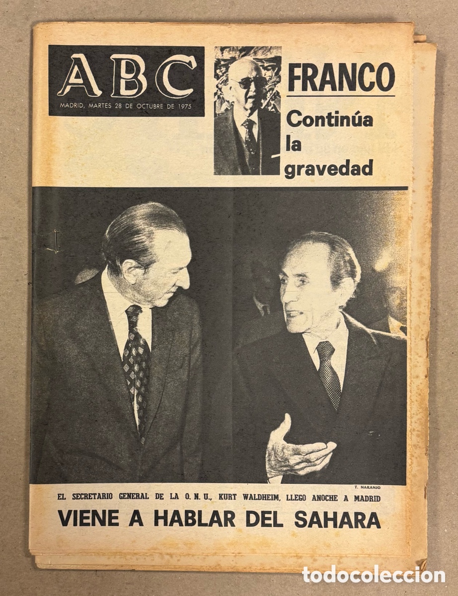 Coleccionismo de revistas y peri&oacute;dicos: ABC (28 DE OCTUBRE DE 1975). FRANCO CONTIN&Uacute;A LA GRAVEDAD, SECRETARIO GENERAL ONU S&Aacute;HARA,&hellip;