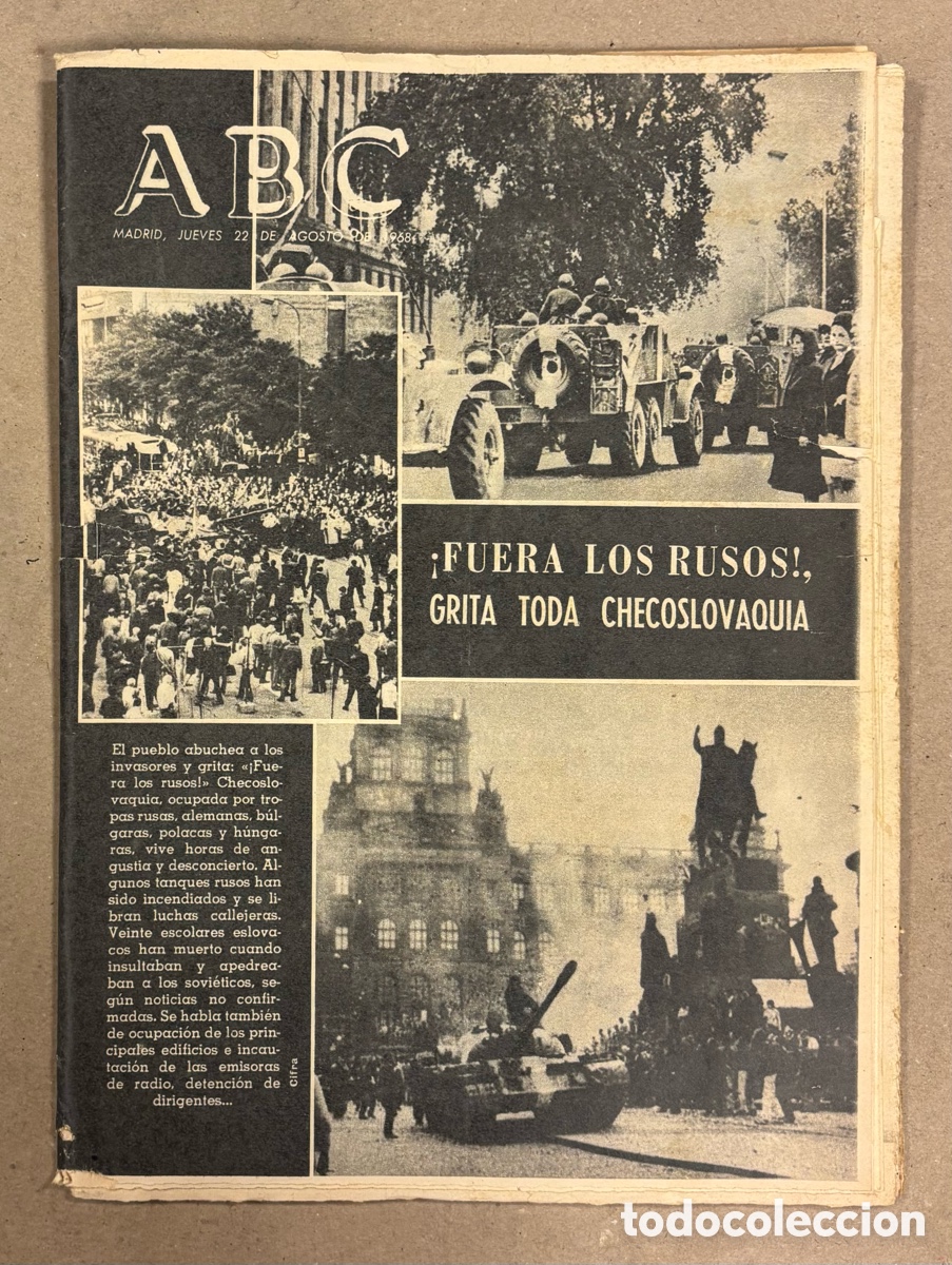 Coleccionismo de revistas y peri&oacute;dicos: ABC (22 DE AGOSTO DE 1968). &iexcl;FUERA LOS RUSOS! GRITAN EN CHECOSLOVAQUIA,&hellip;