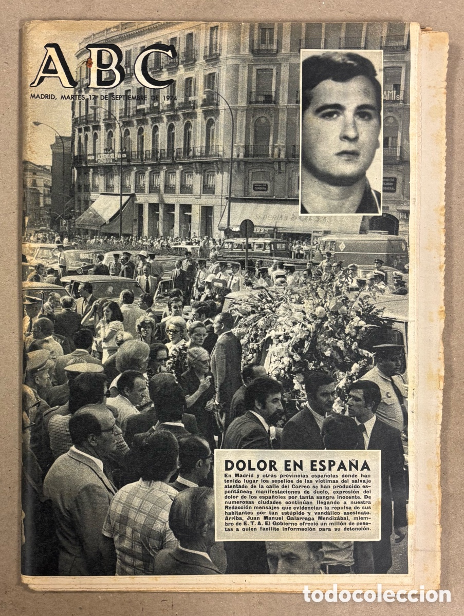 Colecionismo de Revistas e Jornais: ABC (13 DE OCTUBRE DE 1973). DOLOR EN ESPA&Ntilde;A: ASESINATO POR ETA DE JUAN MANUEL GALARRAGA MENDIZABAL
