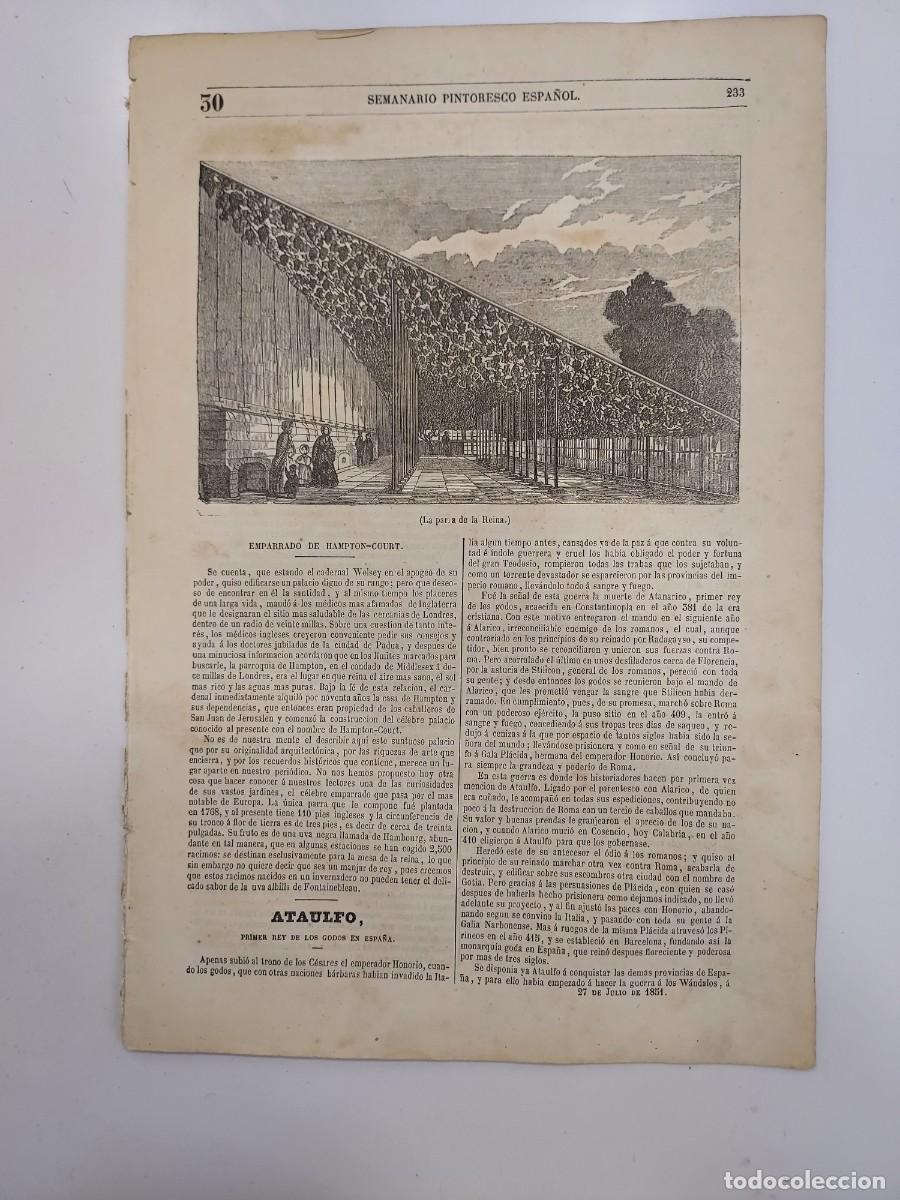 Coleccionismo de revistas y peri&oacute;dicos: SEMANARIO PINTORESCO ESPA&Ntilde;OL 1851 30. ALONSO ARMENTA GRANADA. HARTZENBUSCH TERUEL. TOLEDO,ESPRONCEDA