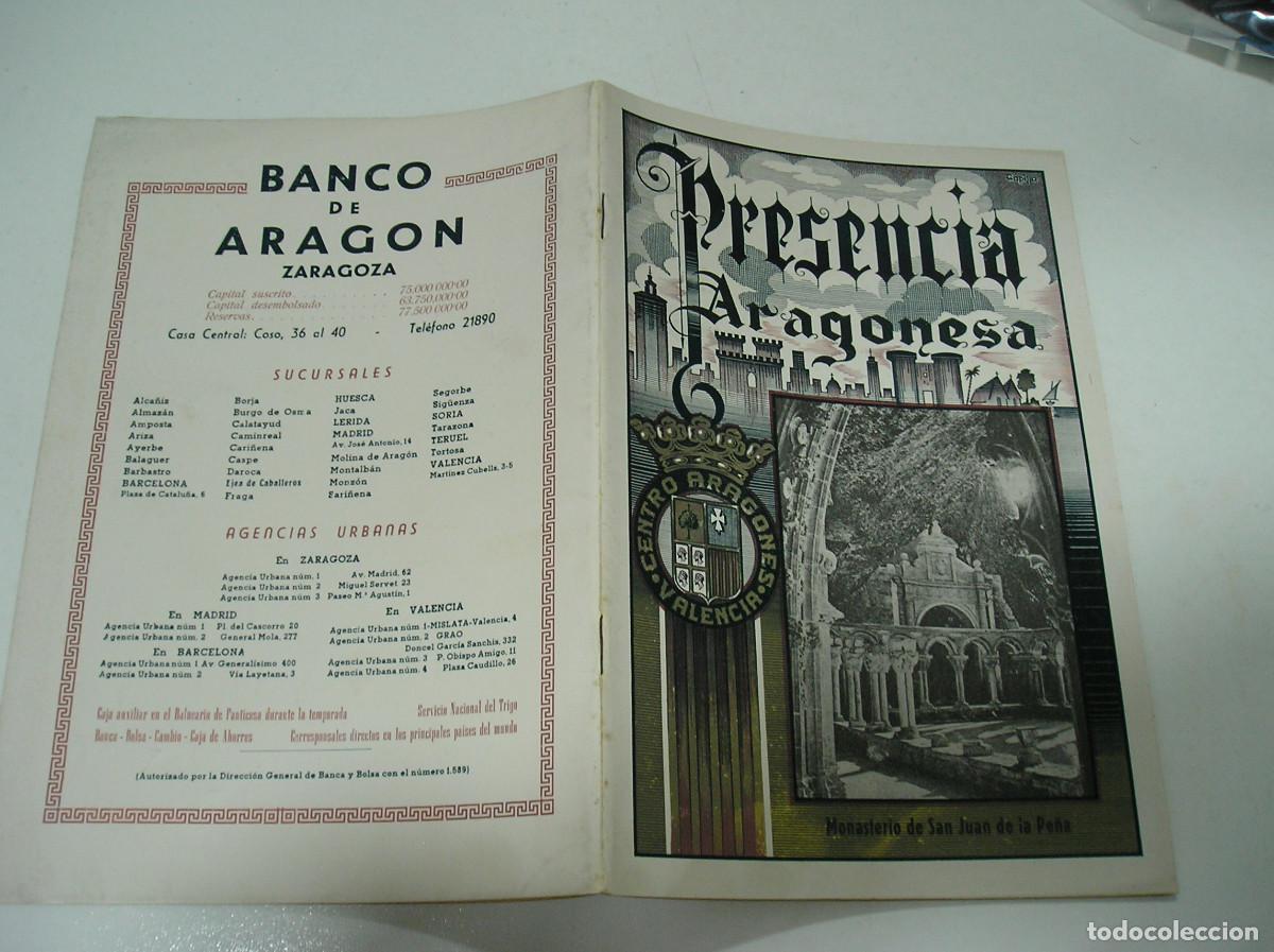 Coleccionismo de revistas y peri&oacute;dicos: Revista presencia aragonesa Centro Aragon&eacute;s Valencia EL NUMERO 1 FEBRERO DE 1957 DE IMPRENTA ,NUEVO