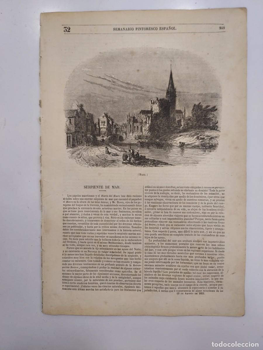 Coleccionismo de revistas y peri&oacute;dicos: SEMANARIO PINTORESCO ESPA&Ntilde;OL 1851 32. HOSPITAL LUGO NEIRA MOSQUERA. RUA FIGUEROA. TOLEDO FERNANDO